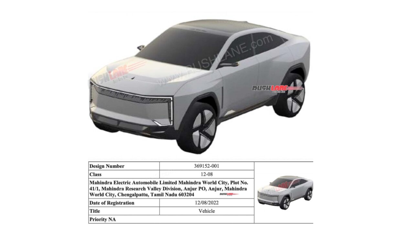 Mahindra XUV.e9 Design Patent Filed